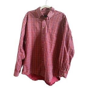Scott Barber Red Checkered Button Down Cotton Men's XL Long Sleeve Shirt Classic